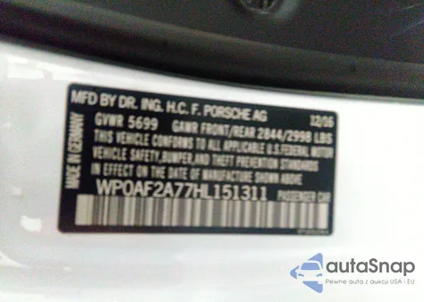 2017 Porsche Panamera Turbo из США, поврежденный, VIN WP0AF2A77HL151311